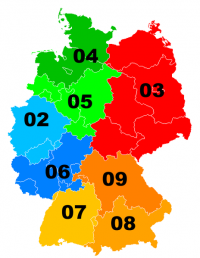 Geographical distribution of telephone area codes in Germany